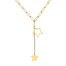 Simple Big Chain Drop Star Pendant Double North Star Necklace Custom Jewelry